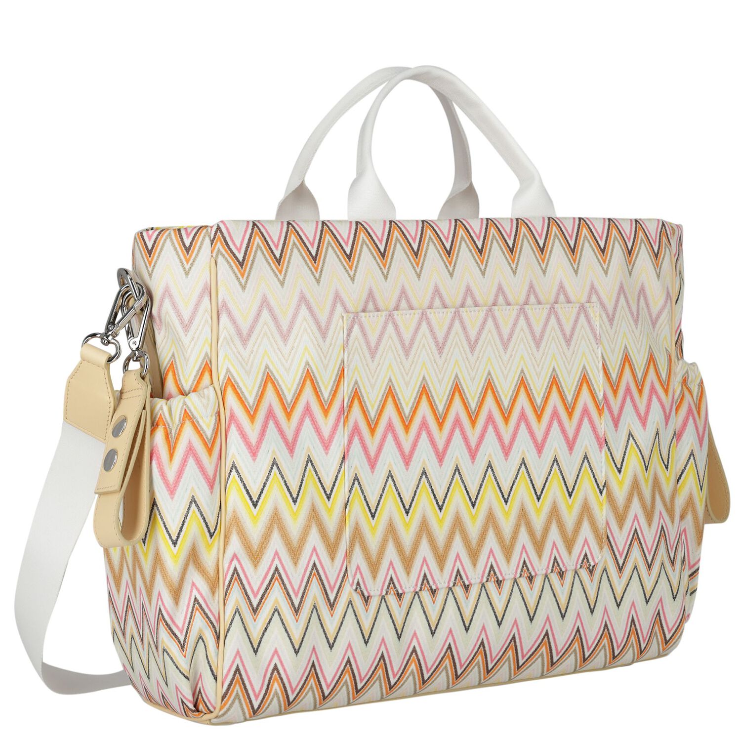 Ivory & Yellow Zig Zag Baby Changing Bag, 3, hi-res