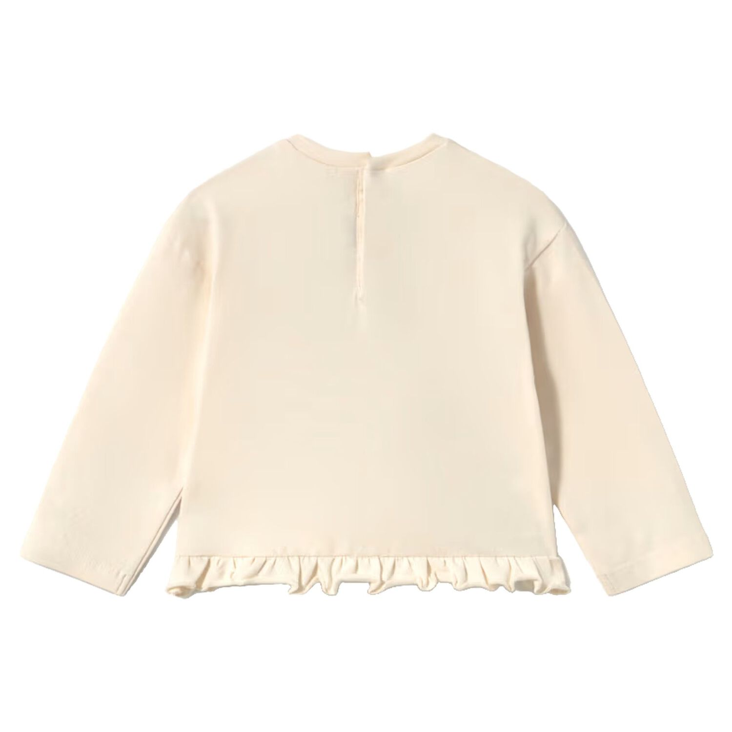 Younger Girls Ivory Bag Ruffled Long Sleeve Top, 2, hi-res