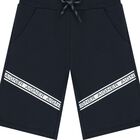 Boys Navy Blue Logo Shorts, 2, hi-res