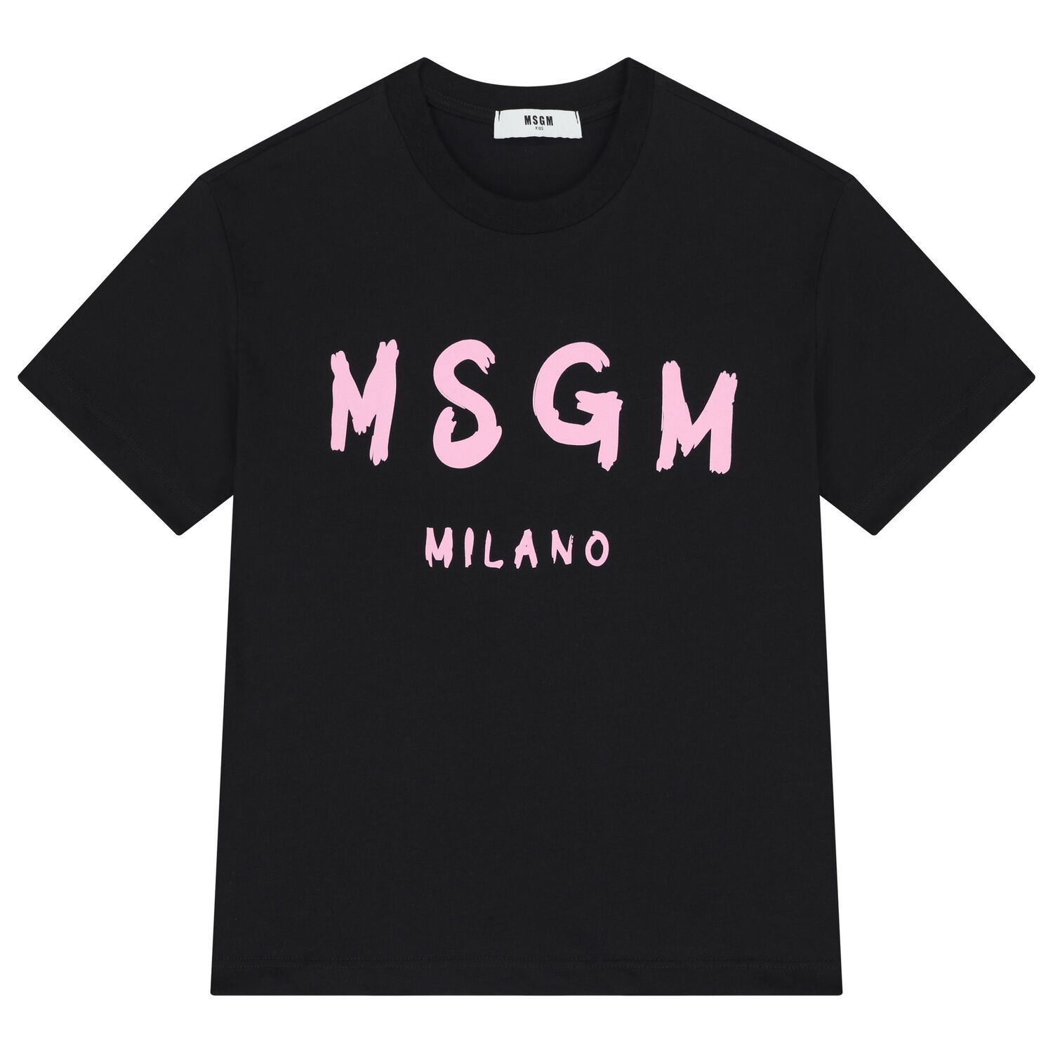 تي شيرت بناتي أسود بشعار, 4, hi-res