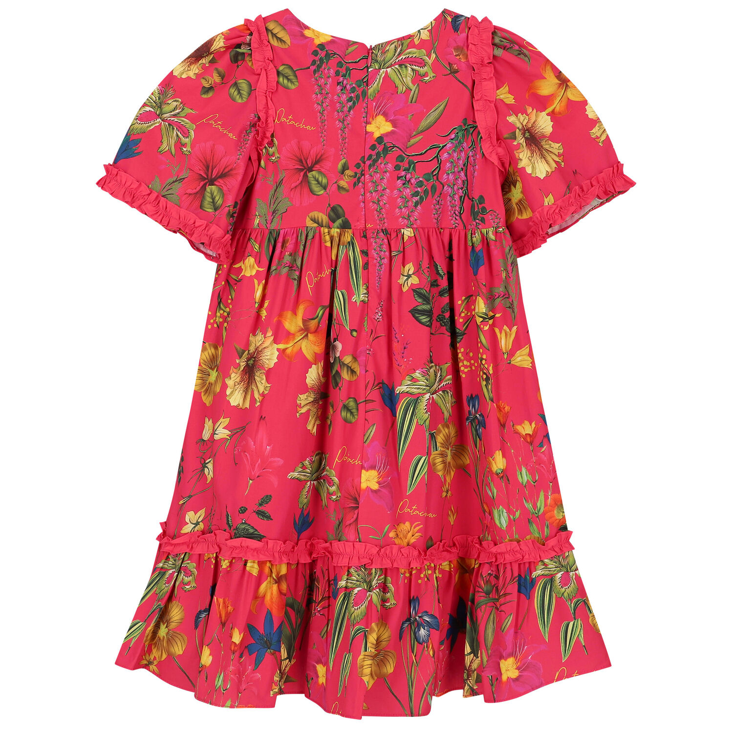 فستان بنات بالزهور باللون الوردي , 1, hi-res