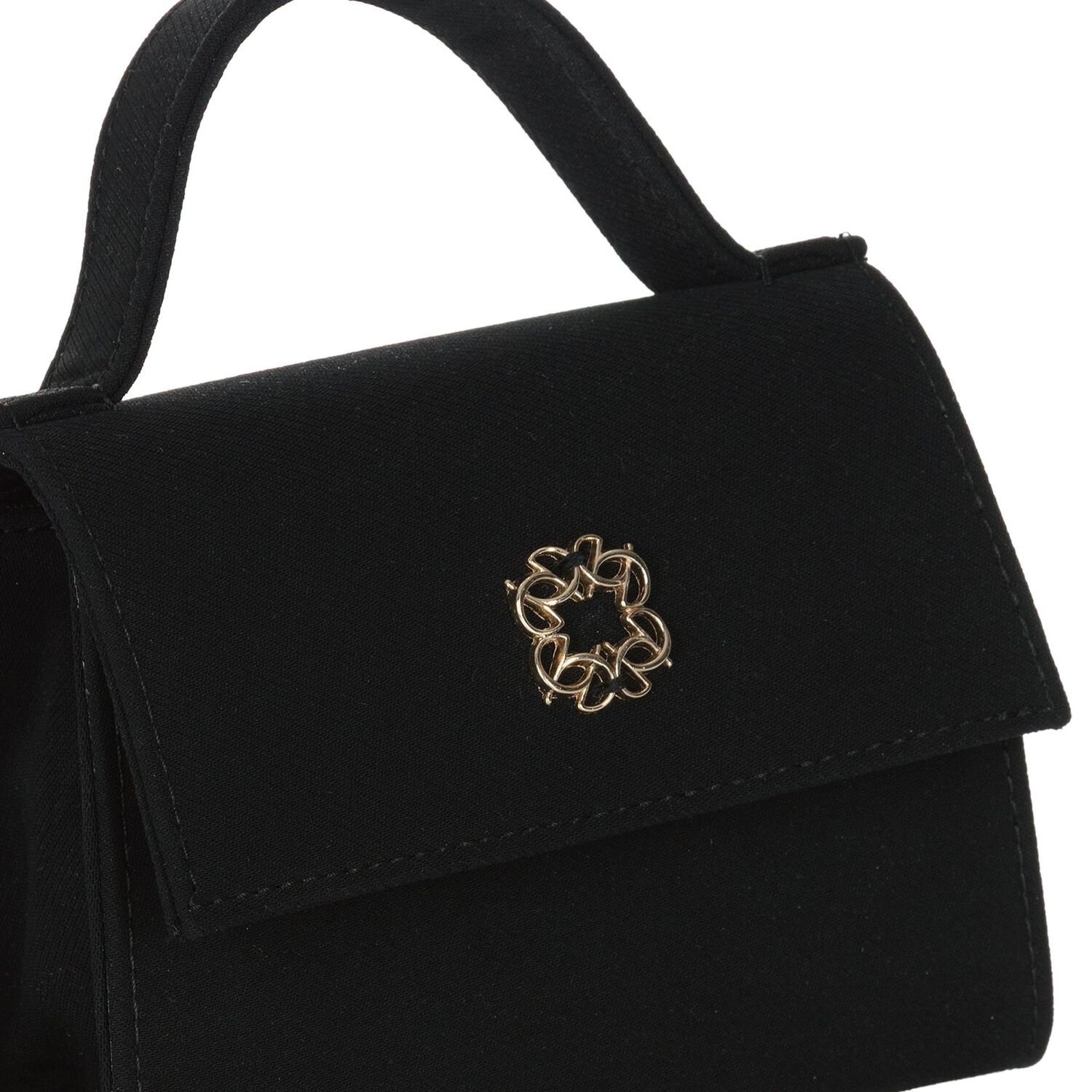 Girls Black Crepe Handbag, 2, hi-res