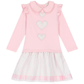 Girls Pink Heart Embellished Dress
