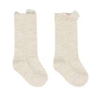 Younger Girls Beige Bow Knitted Socks, 2, hi-res