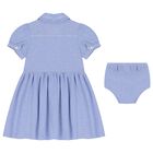 Baby Girls Blue Logo Polo Dress Set, 1, hi-res
