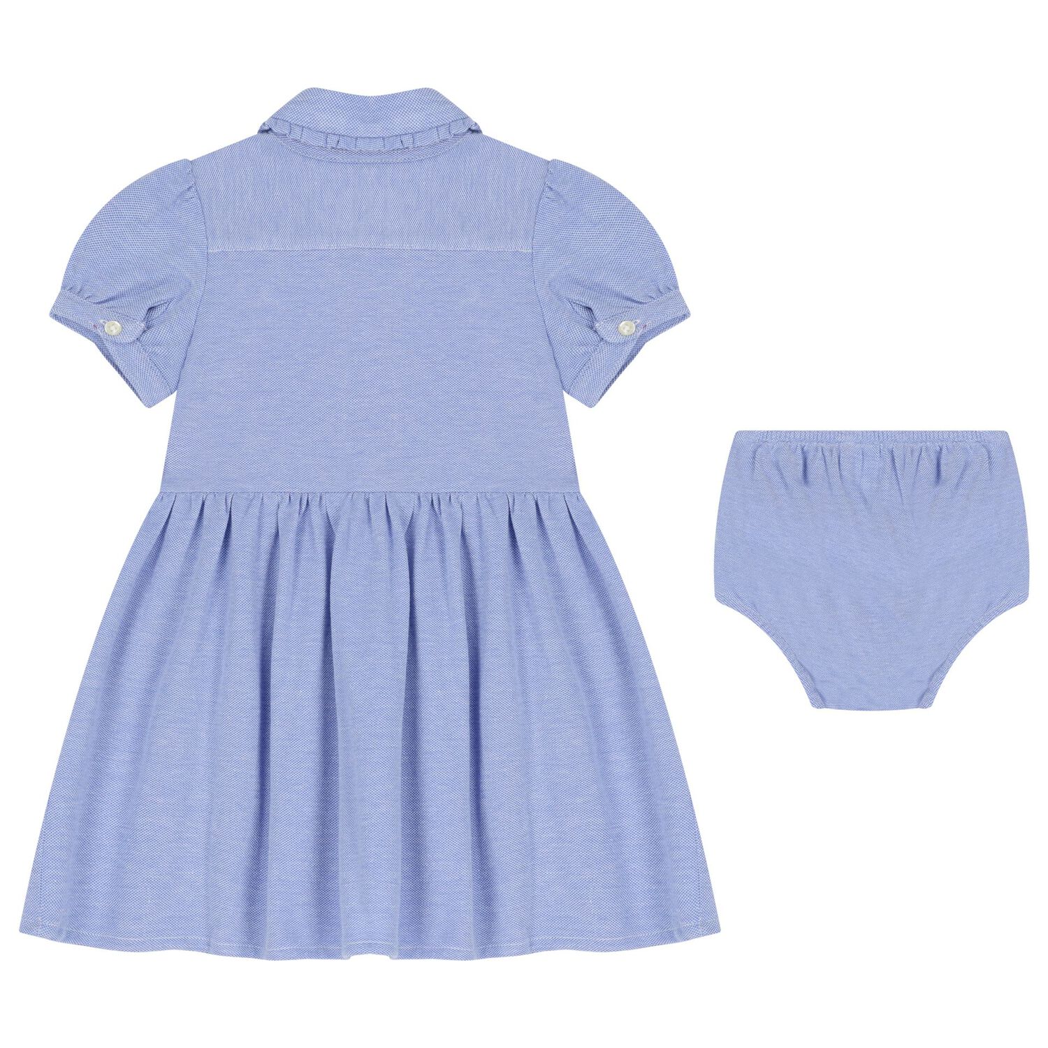 Baby Girls Blue Logo Polo Dress Set, 1, hi-res