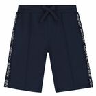 Boys Navy Blue Jersey Shorts, 1, hi-res
