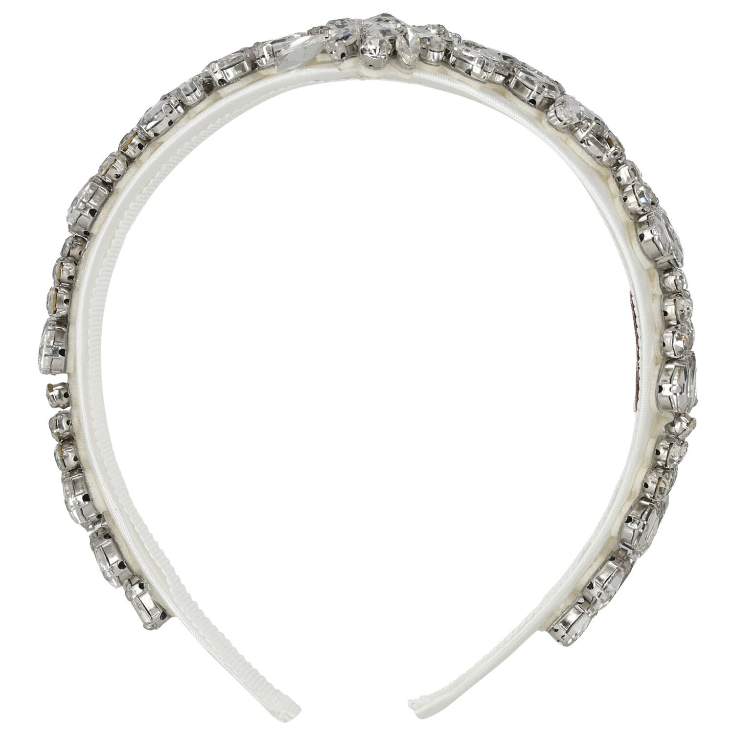 Girls White Crystal Embellished Headband, 1, hi-res