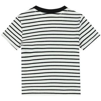 Baby Boys White & Navy Striped T-Shirt