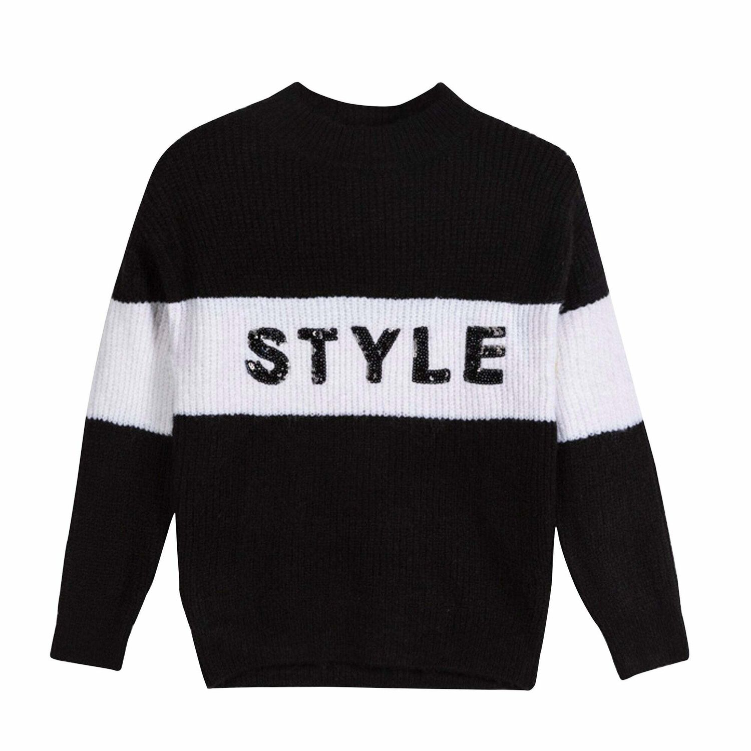 Girls Black & White Jumper, 2, hi-res image number null