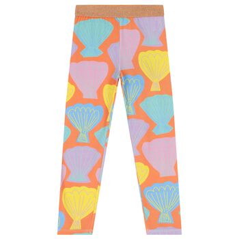 Girls Orange Shell Leggings