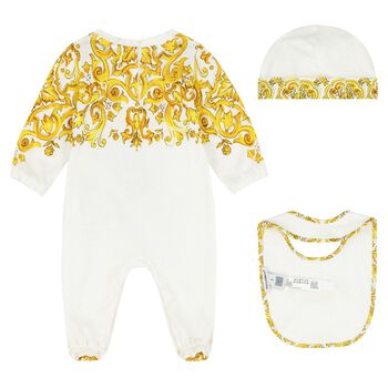 Baby Girls White & Yellow Majolica Babygrow Gift Set