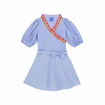 فستان بناتي مخطط باللون الازرق
