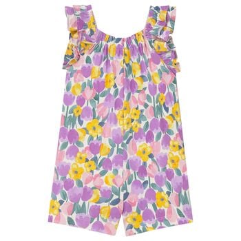 Younger Girls Purple & Yellow Floral Jumpsuit
