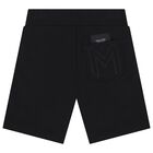 Boys Black Logo Shorts, 1, hi-res