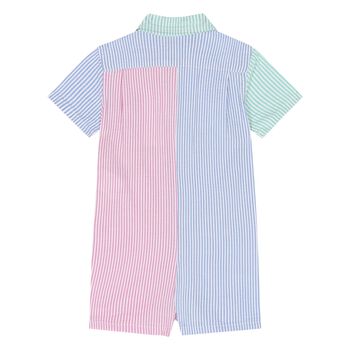 Baby Boys Multi-Coloured Striped Logo Romper