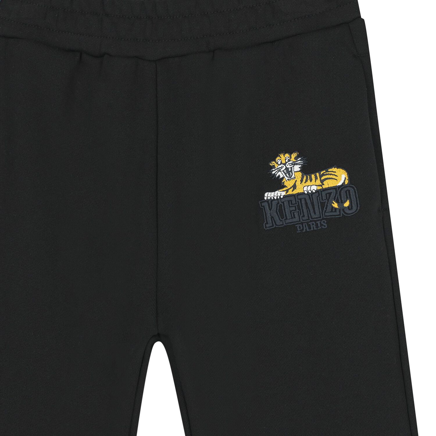 بنطال رياضي أسود بشعار للأولاد, 1, hi-res