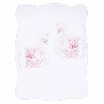 Baby Girls White Printed Blanket