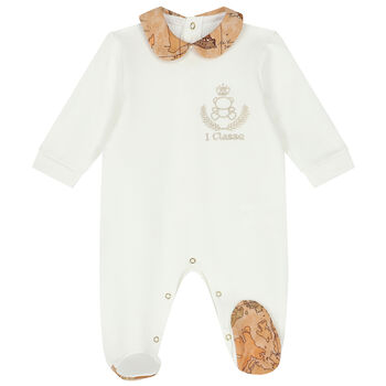 Ivory & Beige Logo Babygrow