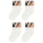 White & Beige Check Baby Socks ( 2-Pack ), 3, hi-res