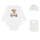 Baby Boys White Polo Bear Babysuit Gift Set, 1, hi-res