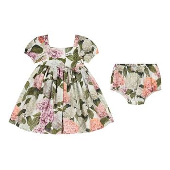 Baby Girls Pink & Green Floral Dress Set