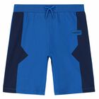 Boys Blue Logo Shorts, 1, hi-res