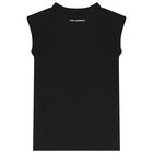 Girls Black Logo Dress, 1, hi-res