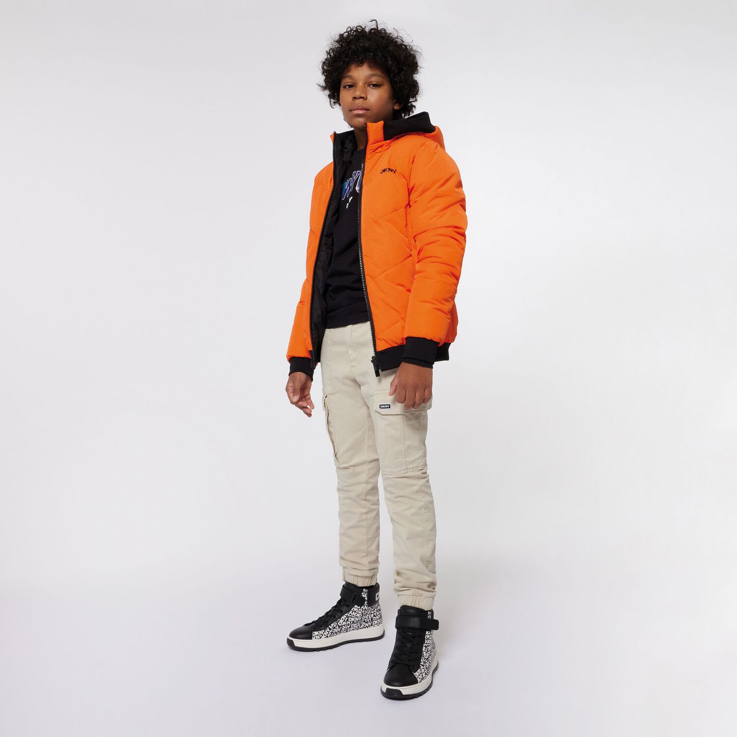 Boys Beige Logo Cargo Trousers, 2, hi-res image number null