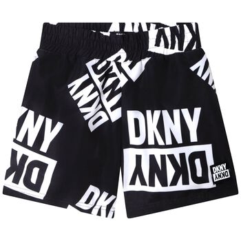 Boys Black & White Logo Swim Shorts