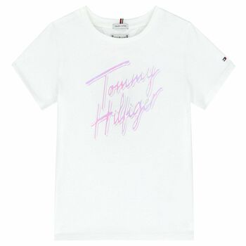 Girls White Holographic Logo T-Shirt