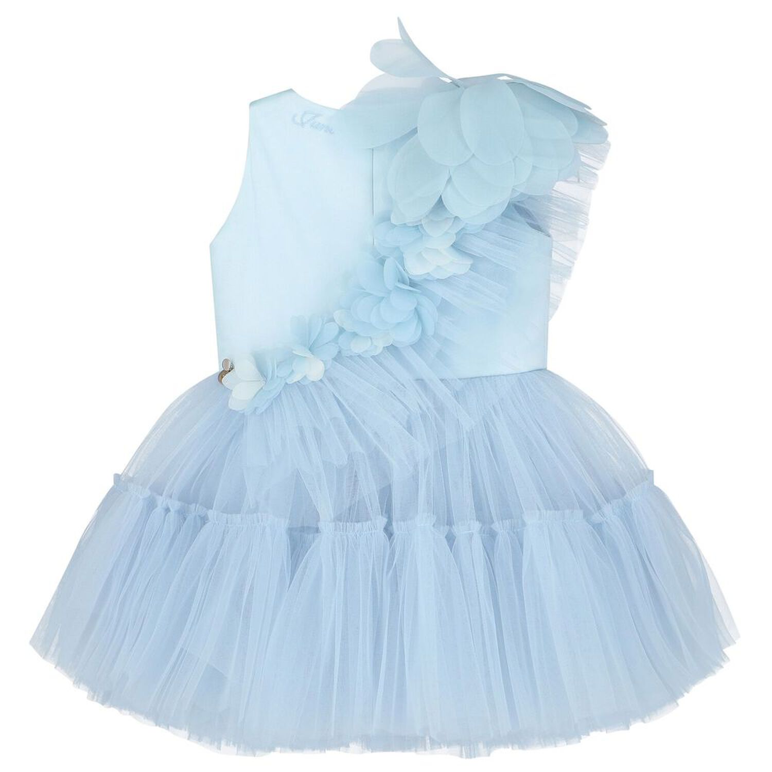 Girls Blue Tulle Flower Dress, 1, hi-res image number null