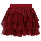 Girls Red Lace & Tulle Skirt, 2, hi-res
