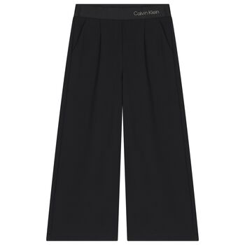 Girls Black Logo Trousers