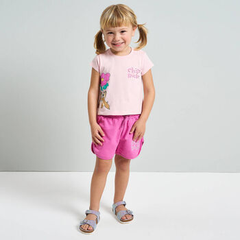 Girls Pink Disney Shorts Set