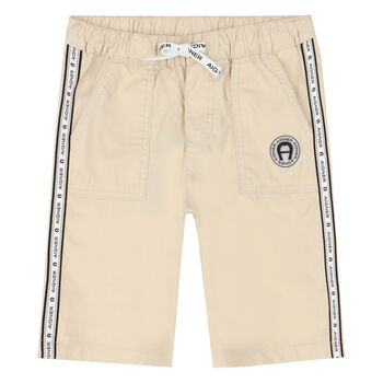 Boys Beige Logo Shorts