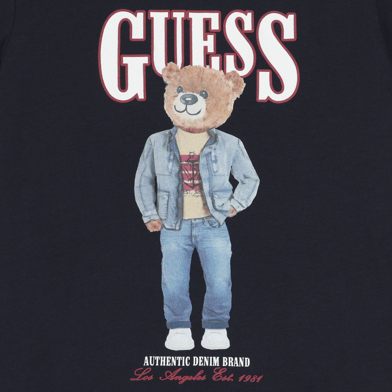 Boys Navy Blue Teddy Bear Logo T-Shirt, 5, hi-res