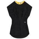Girls Black Logo Broderie Anglaise Dress, 1, hi-res