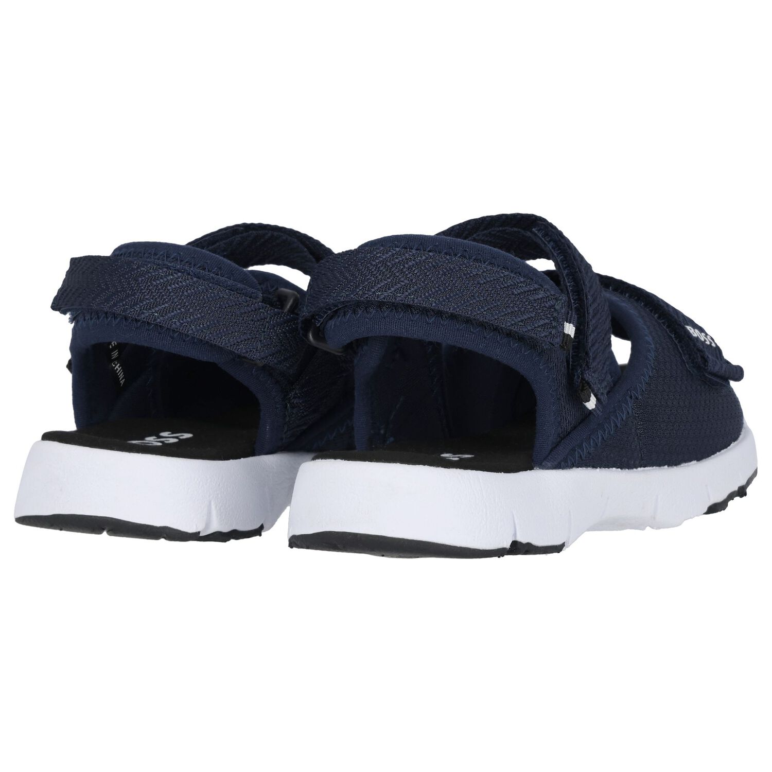 Boys Navy Blue Logo Sandals, 2, hi-res