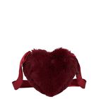 Girls Burgundy Fur Heart Bag, 1, hi-res