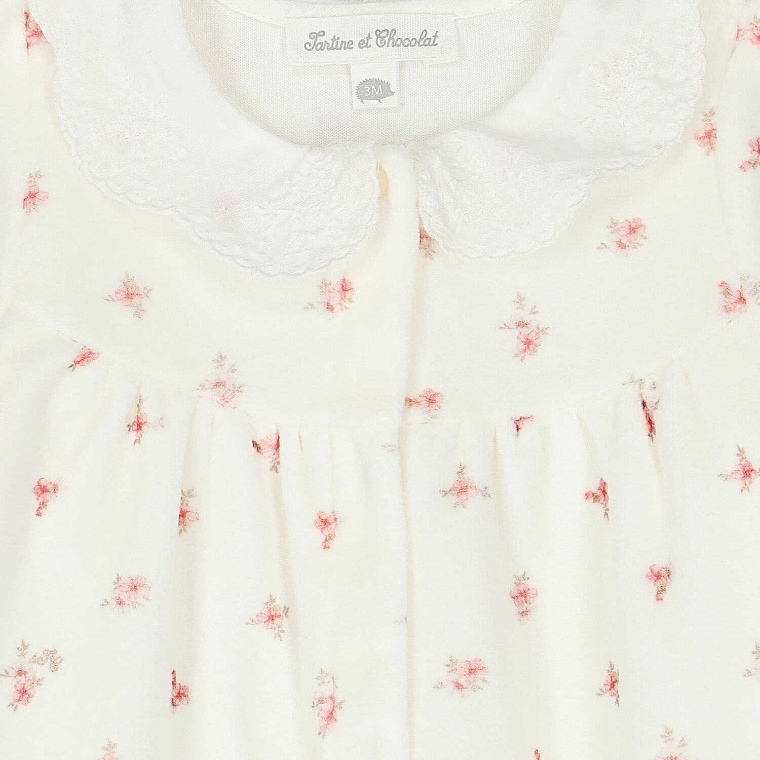 Baby Girls Ivory & Pink Floral Babygrow, 1, hi-res