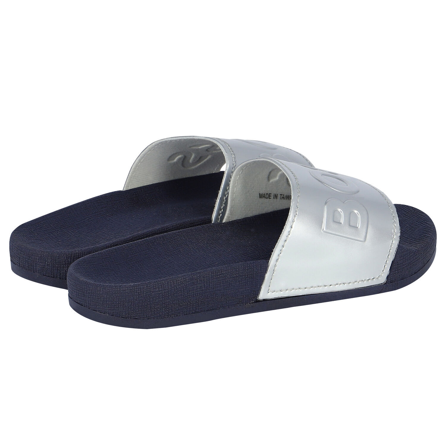 Girls Silver Logo Sliders, 1, hi-res