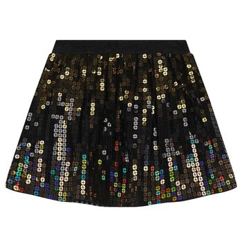 Girls Black Tulle & Gold Sequins Skirt
