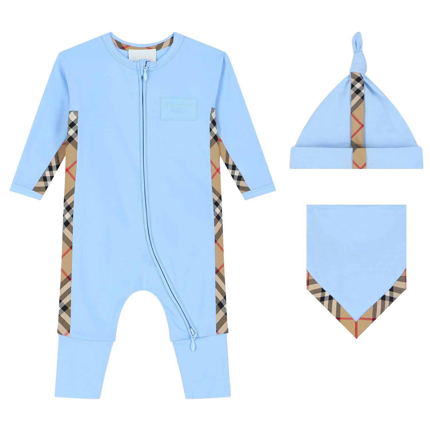 Baby Boys Blue & Beige Romper Gift Set, 2, hi-res
