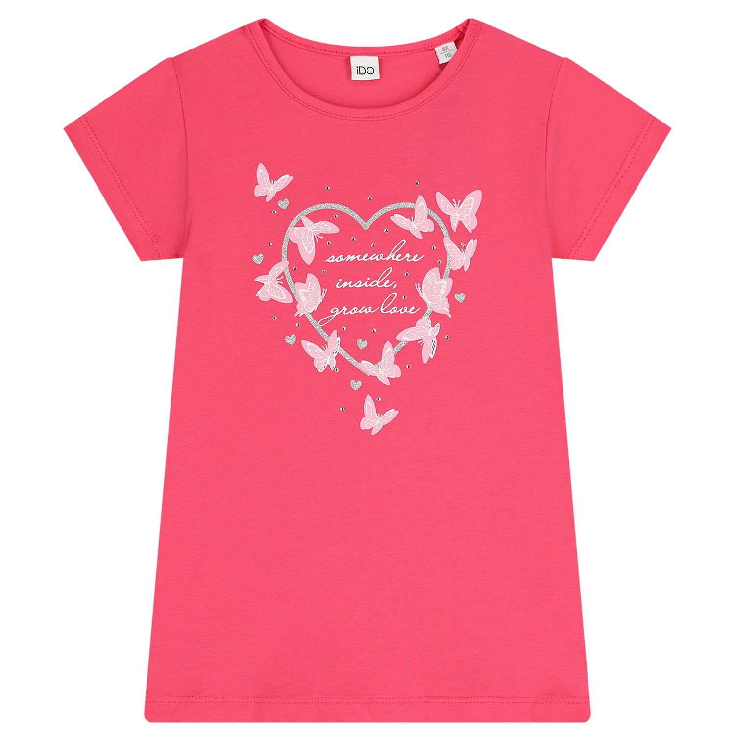 Girls Pink Heart T-Shirt, 1, hi-res