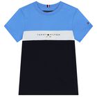 طقم شورت أولاد بالشعار باللون الكحلى والأزرق, 1, hi-res