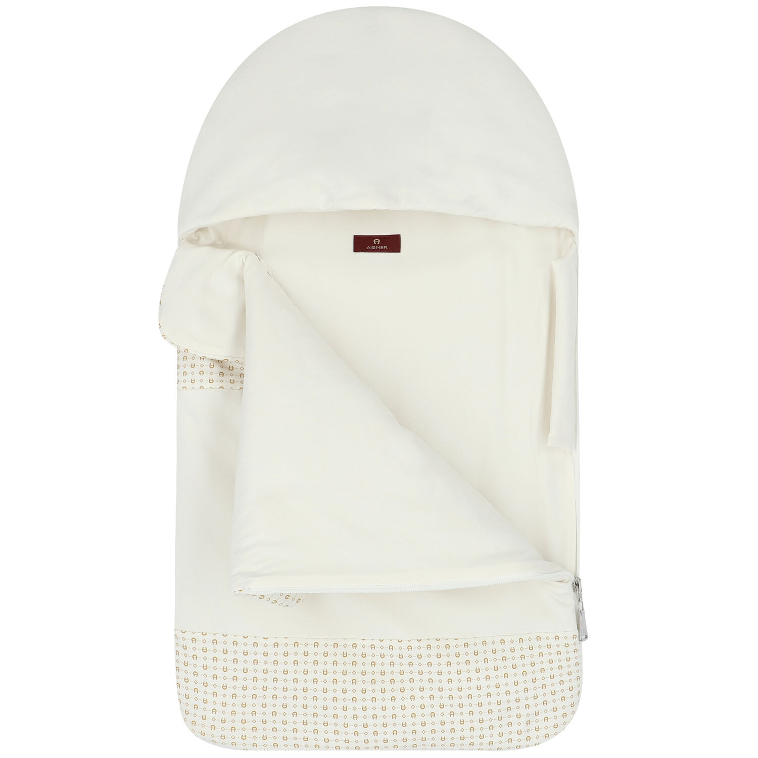 Ivory & Gold Pima Cotton Logo Baby Nest, 2, hi-res