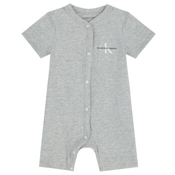 Baby Boys Grey Logo Romper
