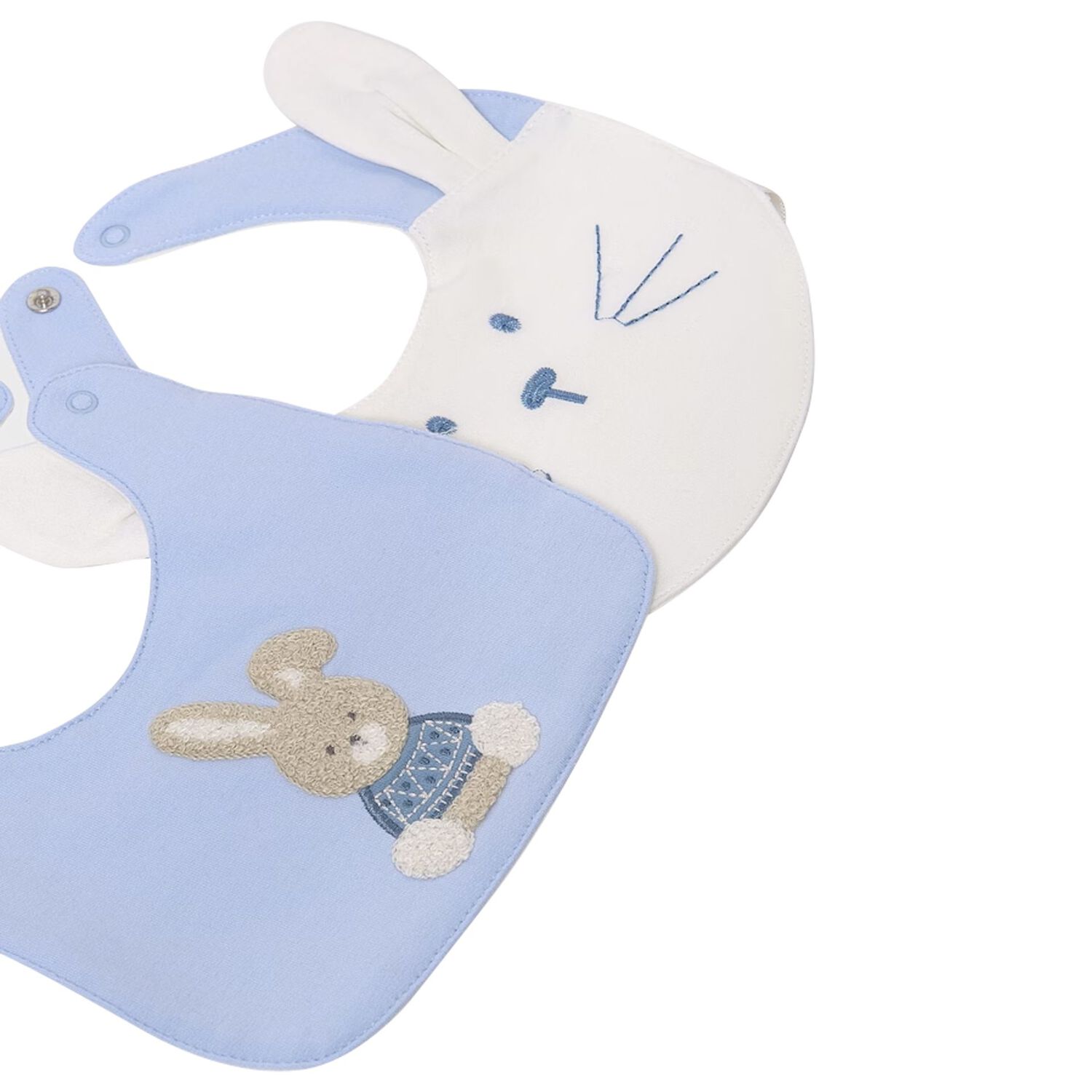 Baby Boys Ivory & Blue Bibs ( 2 Pack ), 1, hi-res image number null