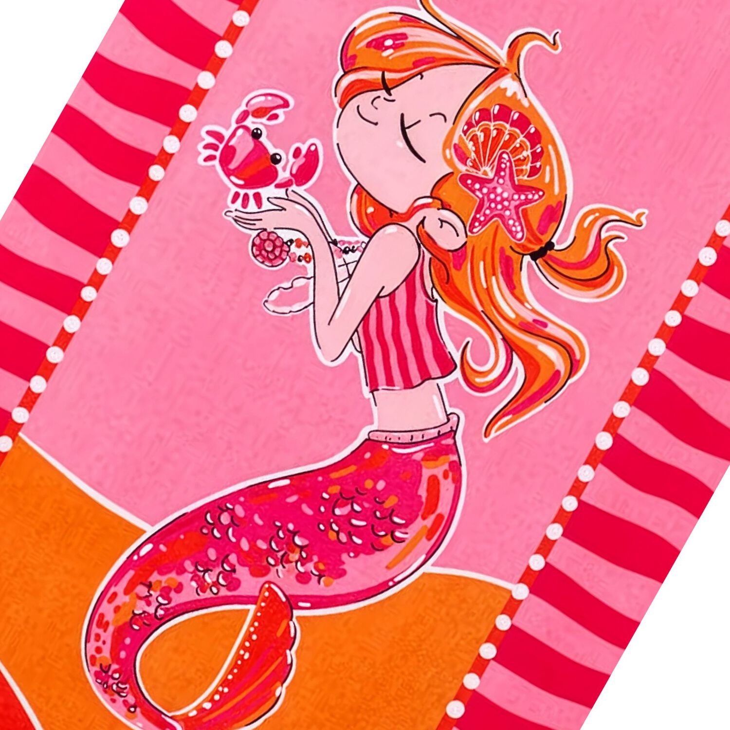 Girls Pink & Red Mermaid Towel, 1, hi-res
